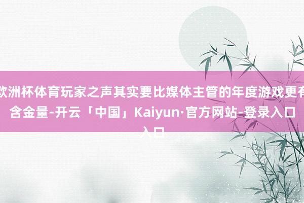欧洲杯体育玩家之声其实要比媒体主管的年度游戏更有含金量-开云「中国」Kaiyun·官方网站-登录入口