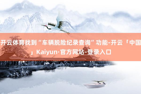 开云体育找到“车辆脱险纪录查询”功能-开云「中国」Kaiyun·官方网站-登录入口