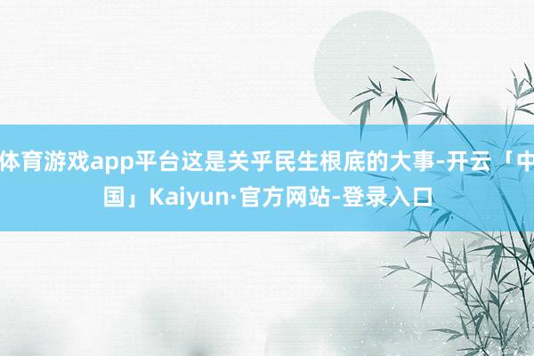 体育游戏app平台这是关乎民生根底的大事-开云「中国」Kaiyun·官方网站-登录入口
