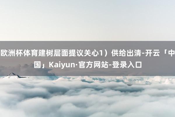 欧洲杯体育建树层面提议关心1）供给出清-开云「中国」Kaiyun·官方网站-登录入口