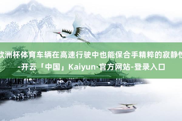欧洲杯体育车辆在高速行驶中也能保合手精粹的寂静性-开云「中国」Kaiyun·官方网站-登录入口