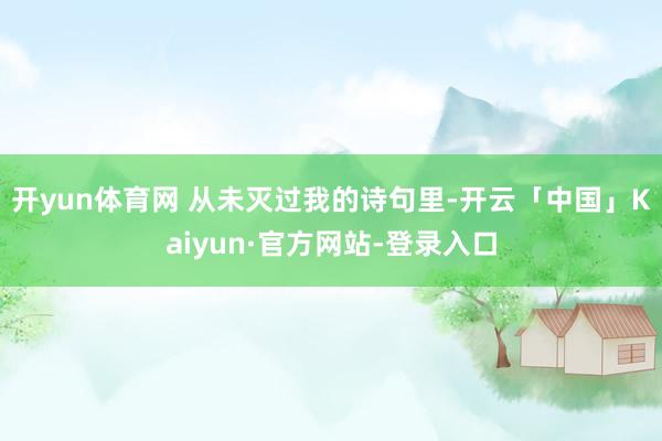 开yun体育网 从未灭过我的诗句里-开云「中国」Kaiyun·官方网站-登录入口
