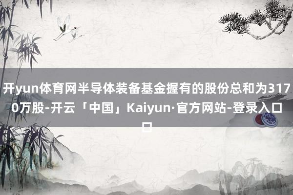 开yun体育网半导体装备基金握有的股份总和为3170万股-开云「中国」Kaiyun·官方网站-登录入口