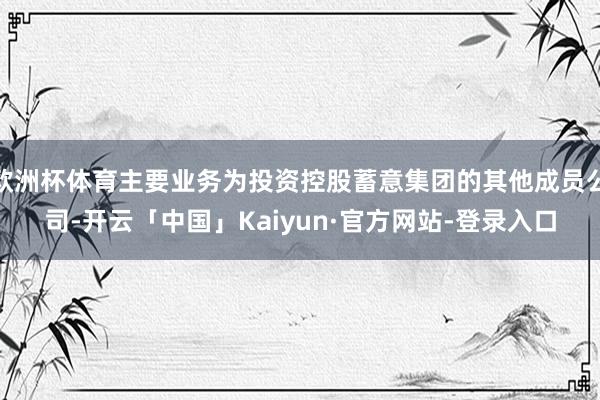 欧洲杯体育主要业务为投资控股蓄意集团的其他成员公司-开云「中国」Kaiyun·官方网站-登录入口