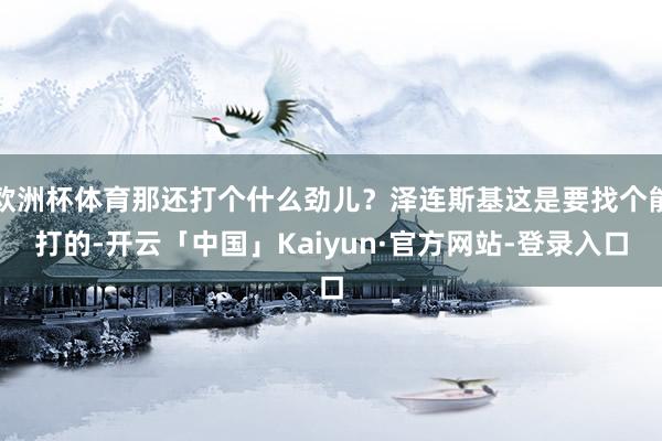 欧洲杯体育那还打个什么劲儿？泽连斯基这是要找个能打的-开云「中国」Kaiyun·官方网站-登录入口