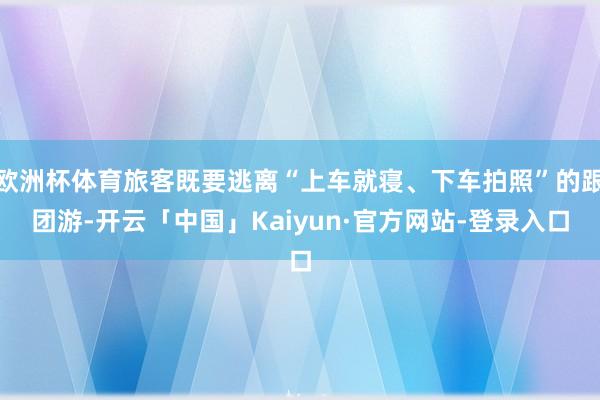 欧洲杯体育旅客既要逃离“上车就寝、下车拍照”的跟团游-开云「中国」Kaiyun·官方网站-登录入口