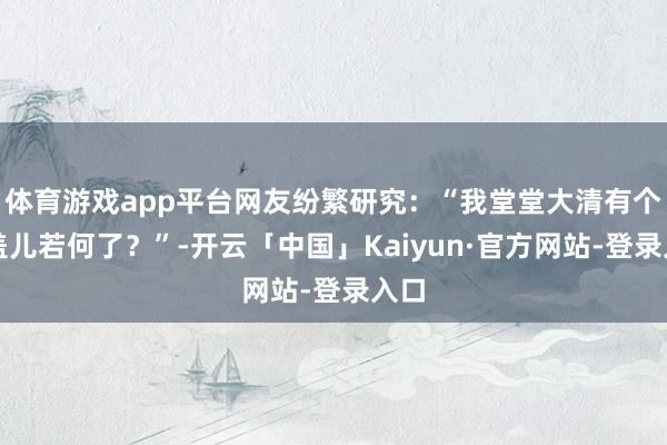 体育游戏app平台网友纷繁研究：“我堂堂大清有个井盖儿若何了？”-开云「中国」Kaiyun·官方网站-登录入口